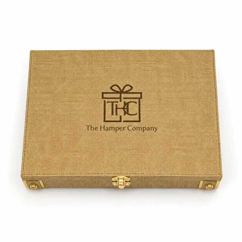 Top view of artisanal silk dry fruit box showing premium nut assortment in elegant compartments